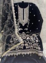 Velvet Black Wedding Wear Embroidery Work Pakistani Suit